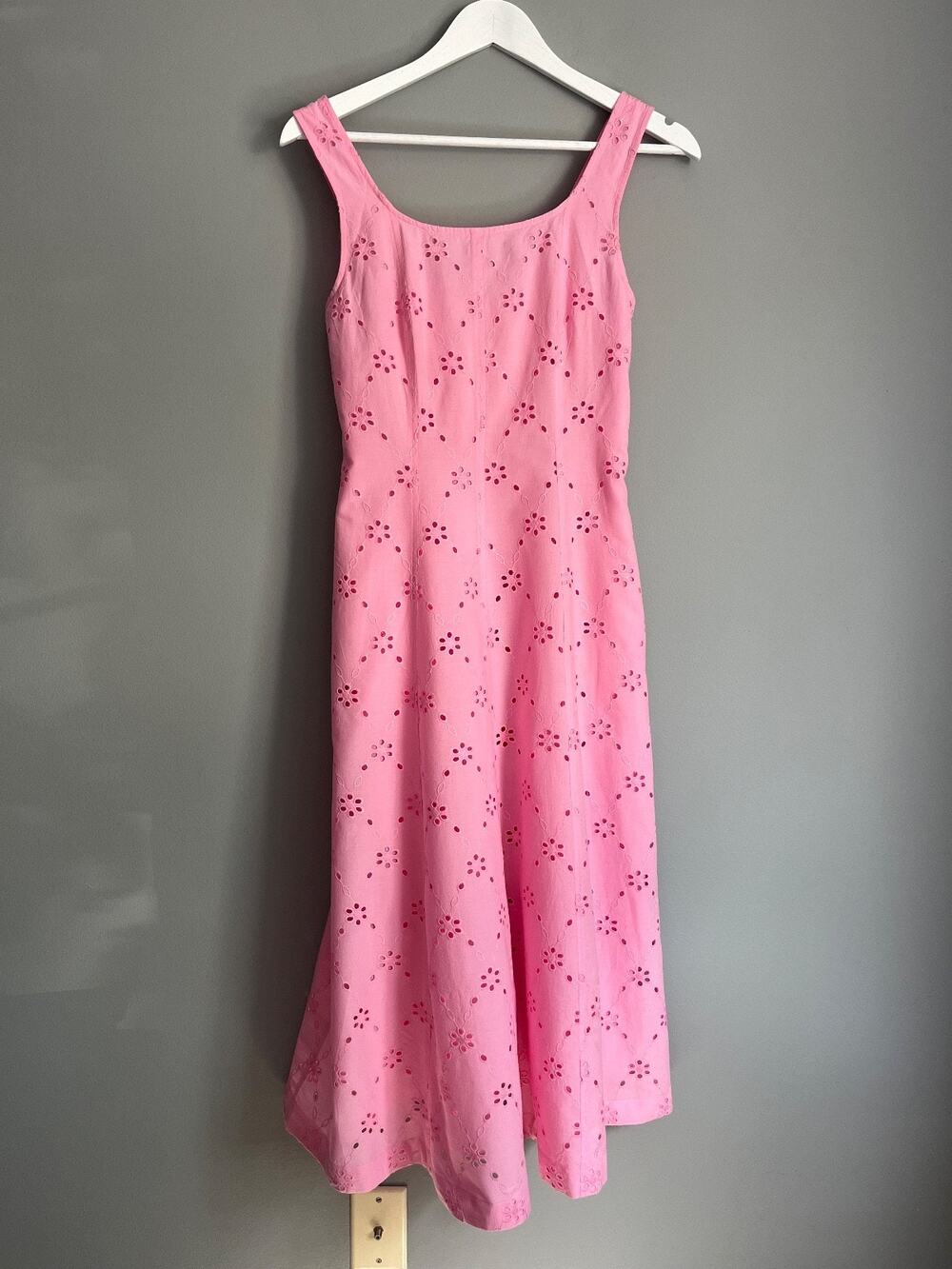 J.Crew Eyelet Embroidered Midi Dress Pink Sz 0 NWT $168 CS891 Cottage Feminine